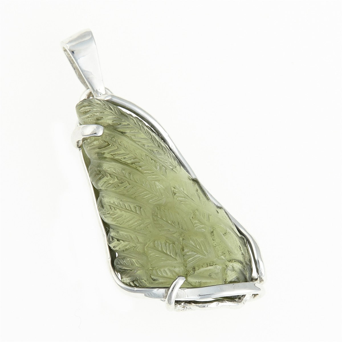 Silver pendant with moldavite - wing 26-033