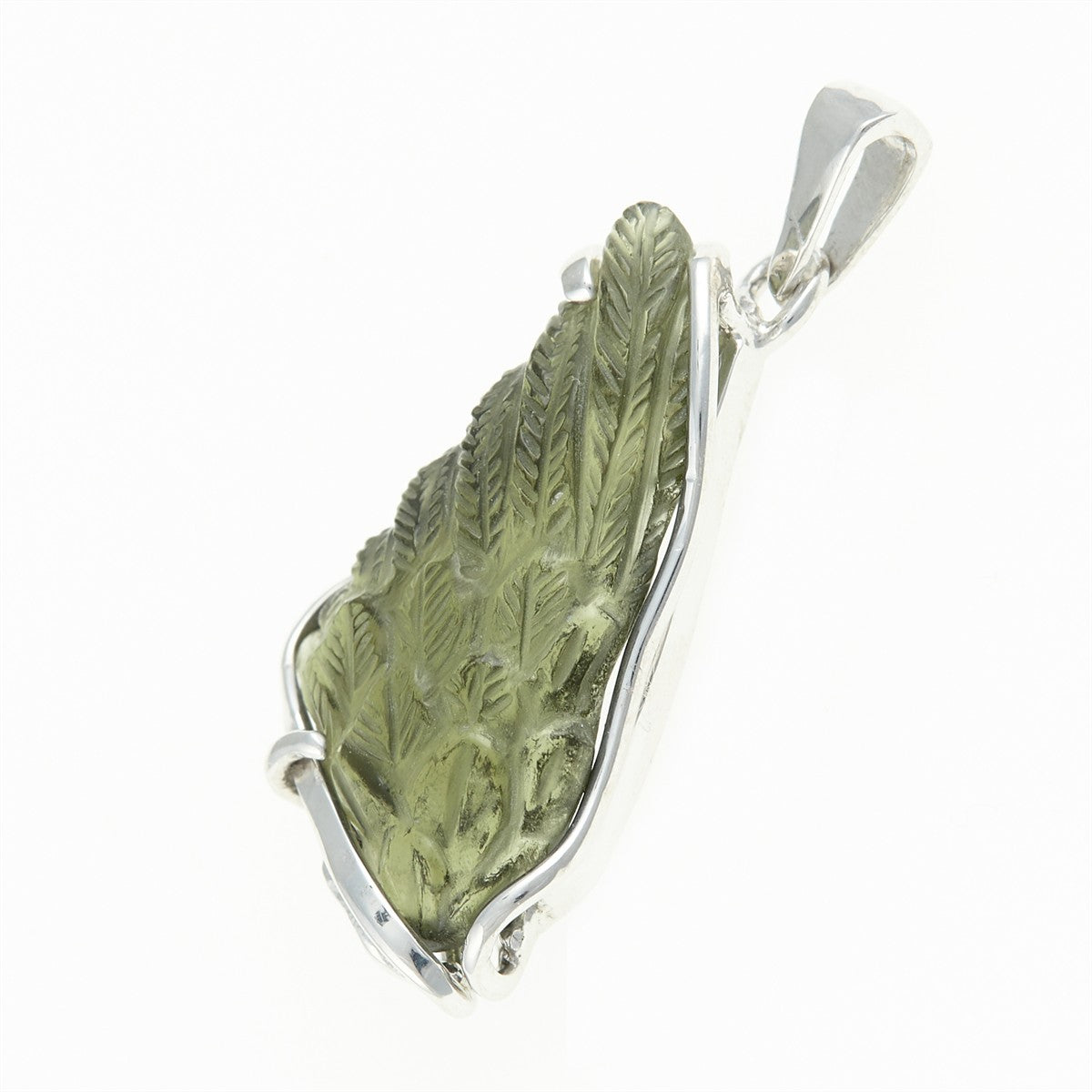 Silver pendant with moldavite - wing 26-033