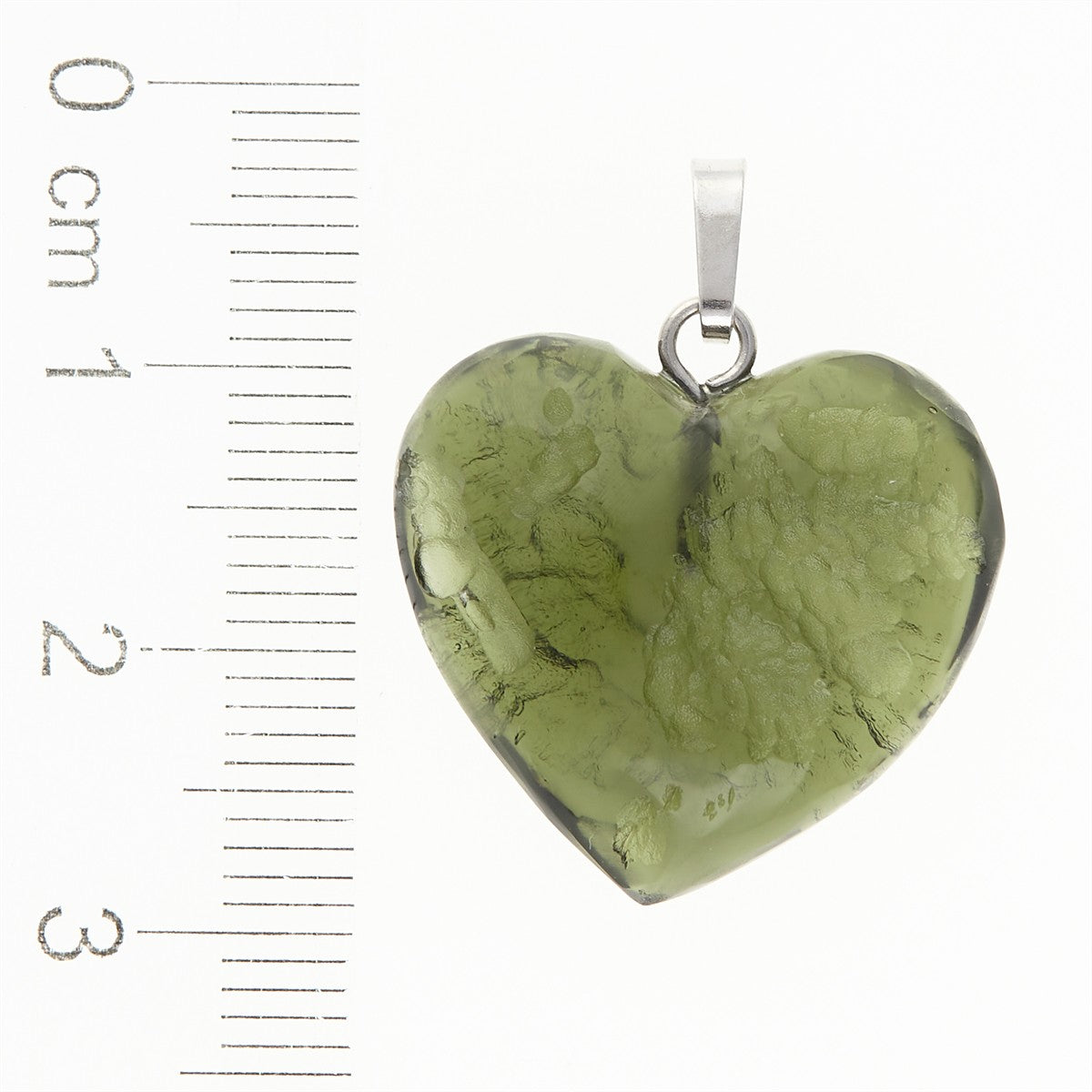 Silver pendant with moldavite - heart 26-017