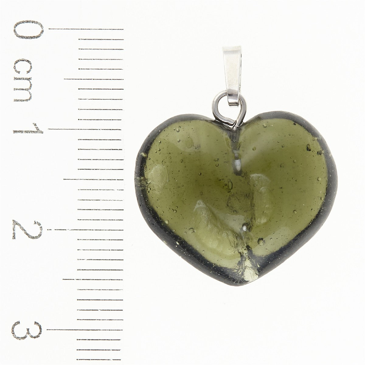 Silver pendant with moldavite - heart 26-018