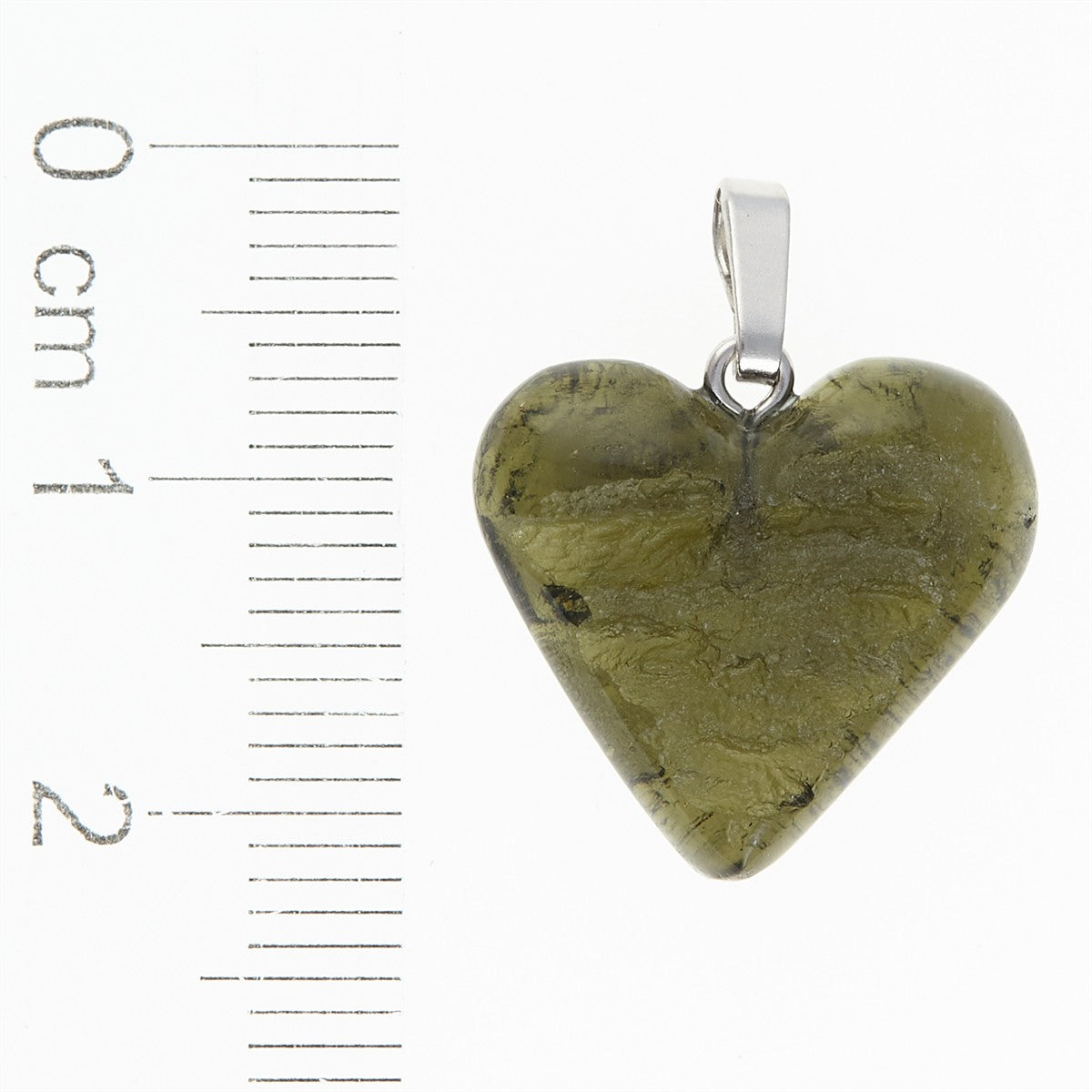 Silver pendant with moldavite - heart 26-023
