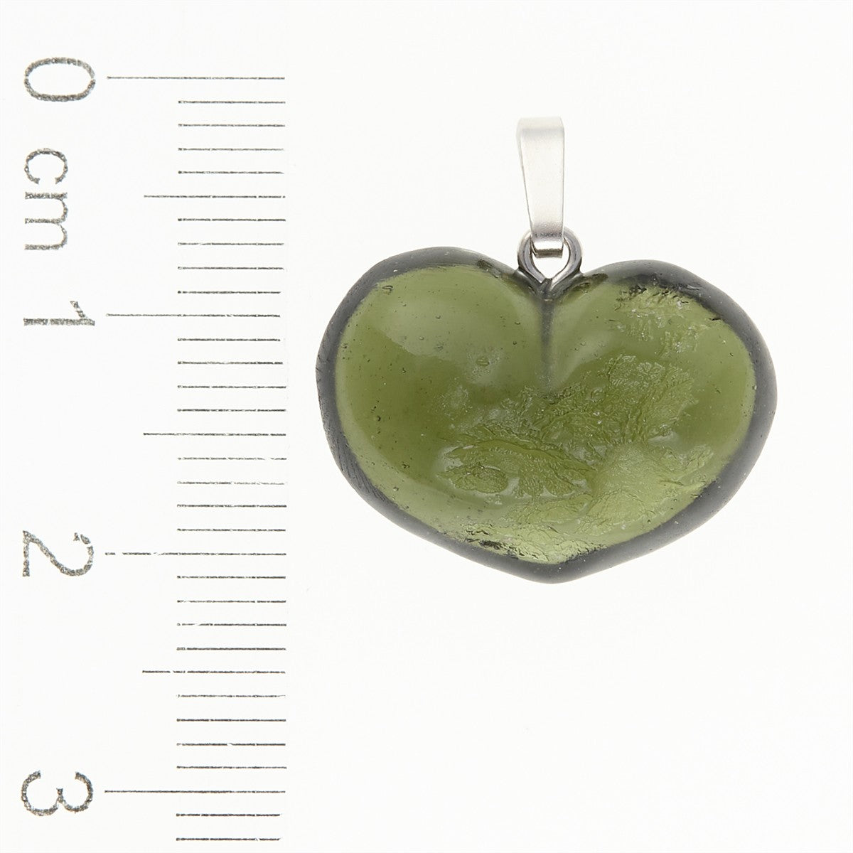 Silver pendant with moldavite - heart 26-025