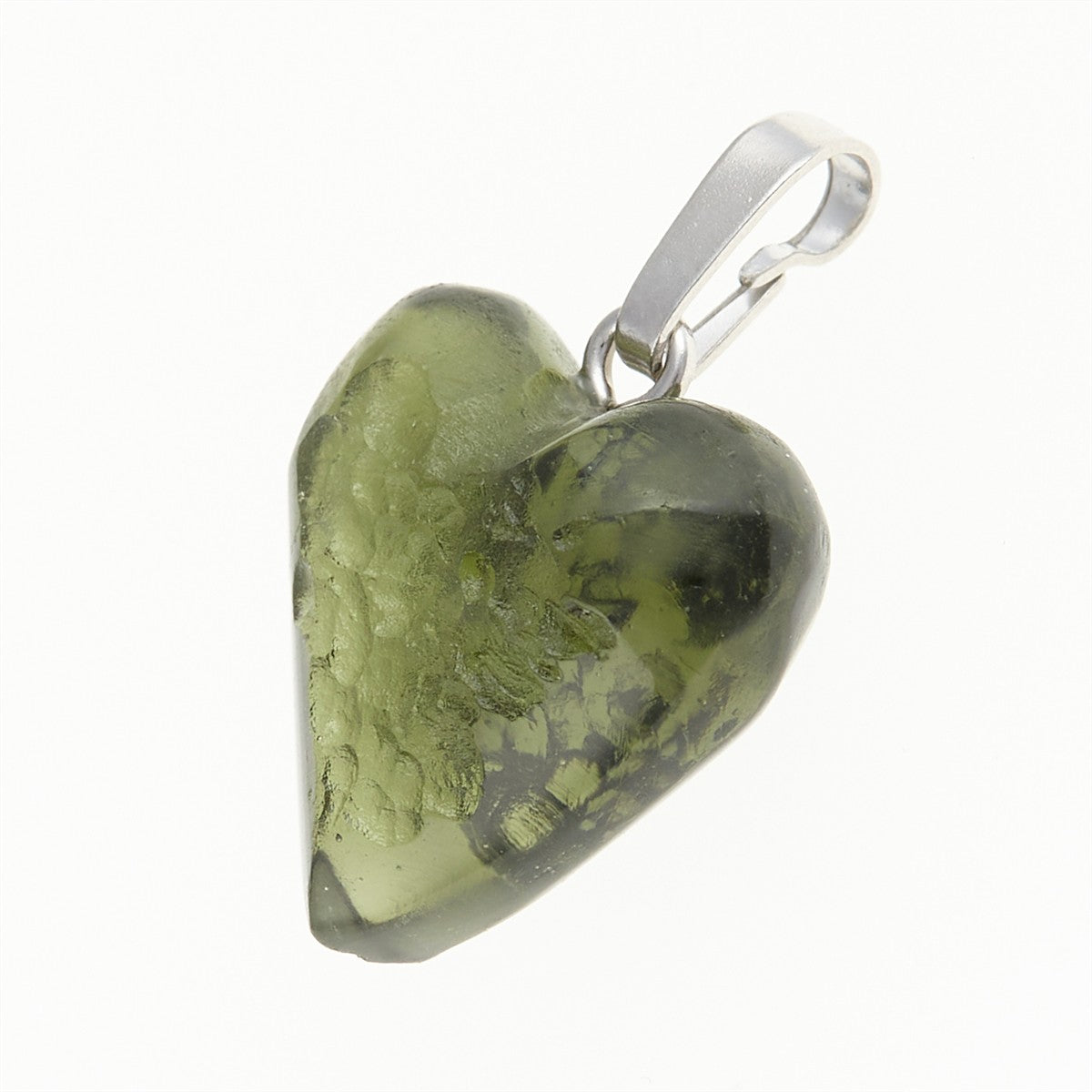 Silver pendant with moldavite - heart 26-026