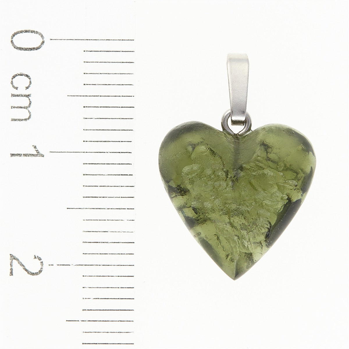 Silver pendant with moldavite - heart 26-026