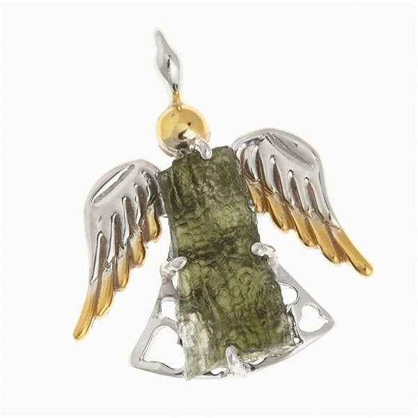 Ciondolo in argento con codice moldavite - Angelo - 10651