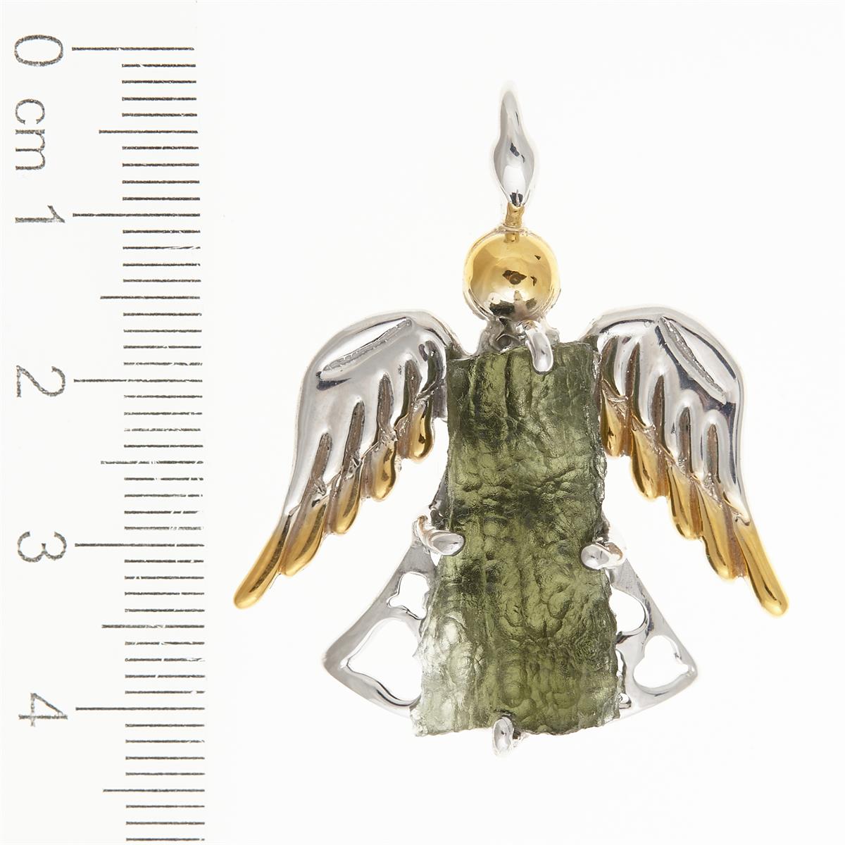 Silver pendant with moldavite - Angel - 10651