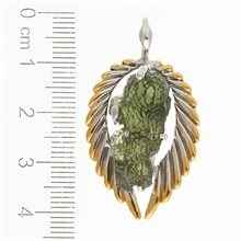 Silver pendant with moldavite - wings - 10668