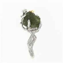 Anello in argento con pietra naturale moldavite 11431