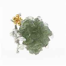 Silver ring with natural moldavite 11439