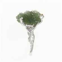 Silver ring with natural moldavite 11439