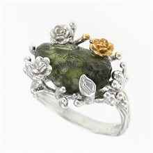 Silver ring with natural moldavite 11440