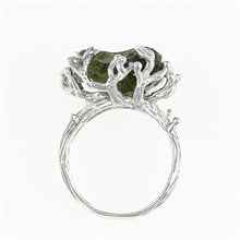 Silver ring with natural moldavite 11440