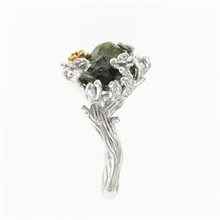 Silver ring with natural moldavite 11440