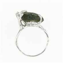 Silver ring with natural moldavite 11441