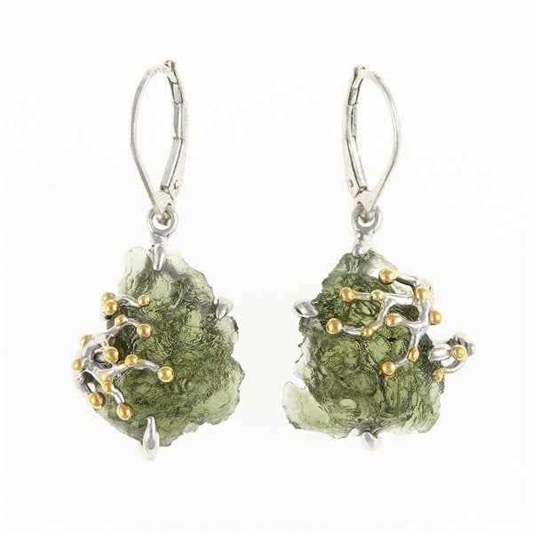 Orecchini in argento con Moldaviti naturali MKOL12318