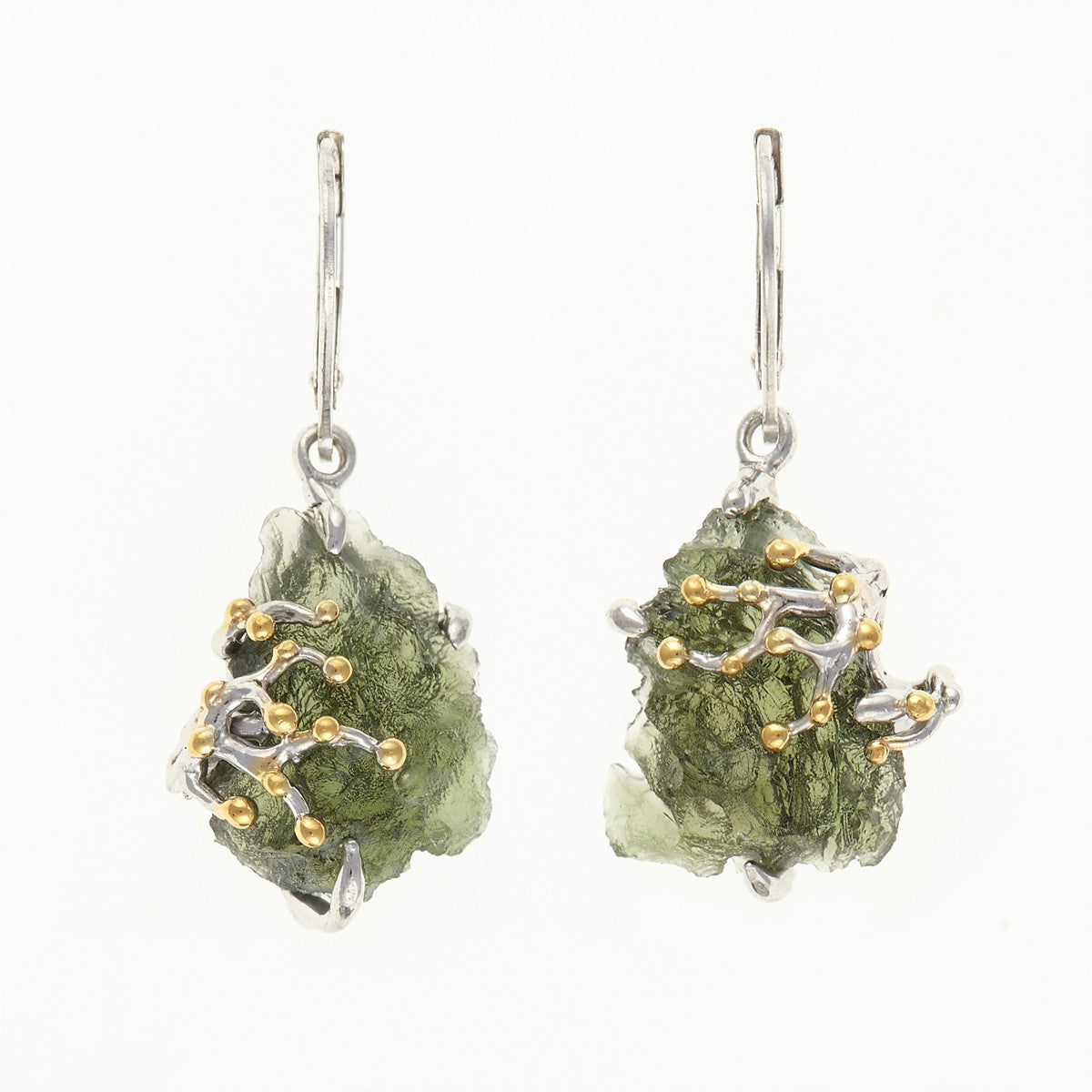 Silver earrings with natural moldavites MKOL12318