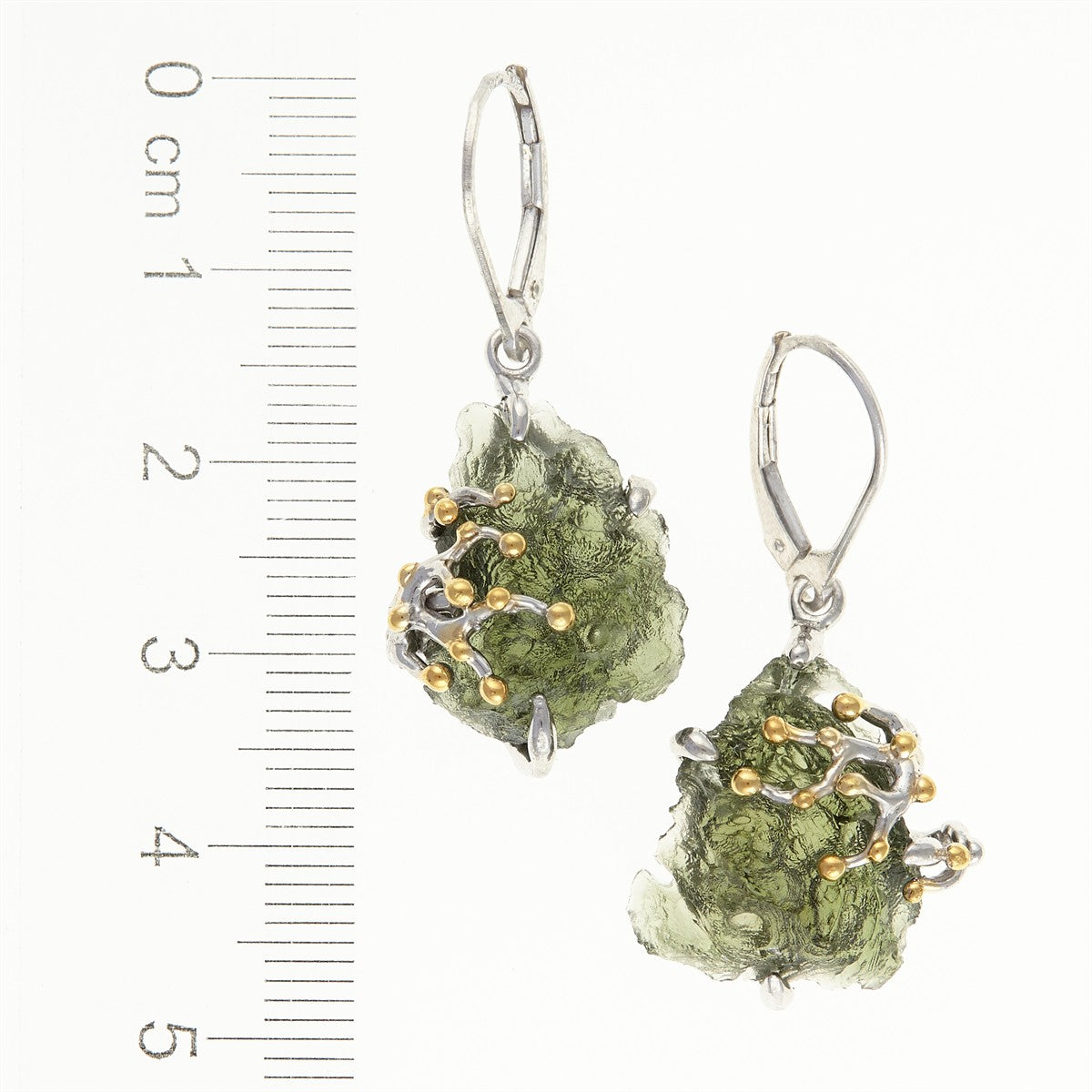 Silver earrings with natural moldavites MKOL12318
