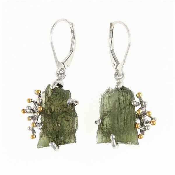 Orecchini in argento con Moldaviti naturali MKOL12319