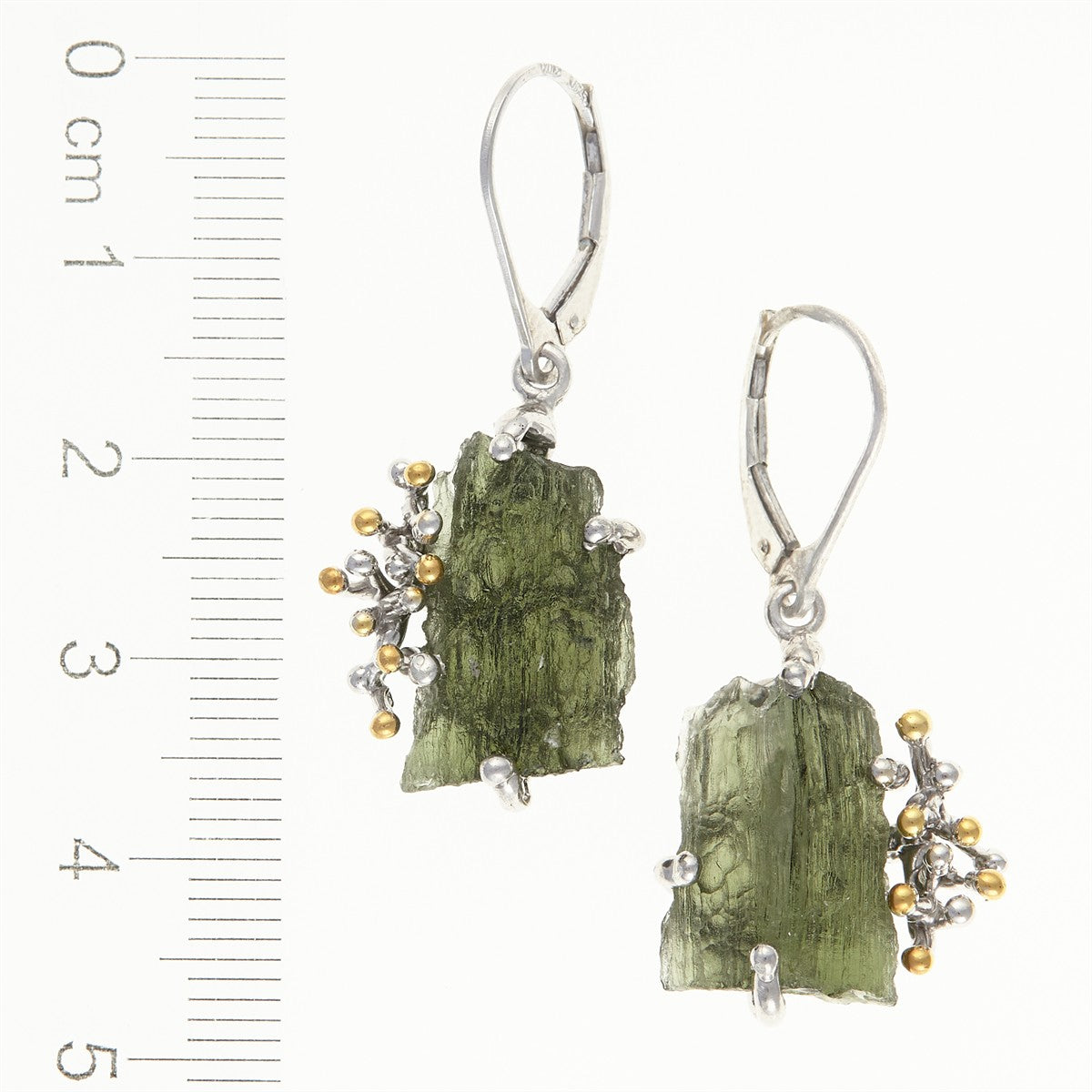 Silver earrings with natural moldavites MKOL12319