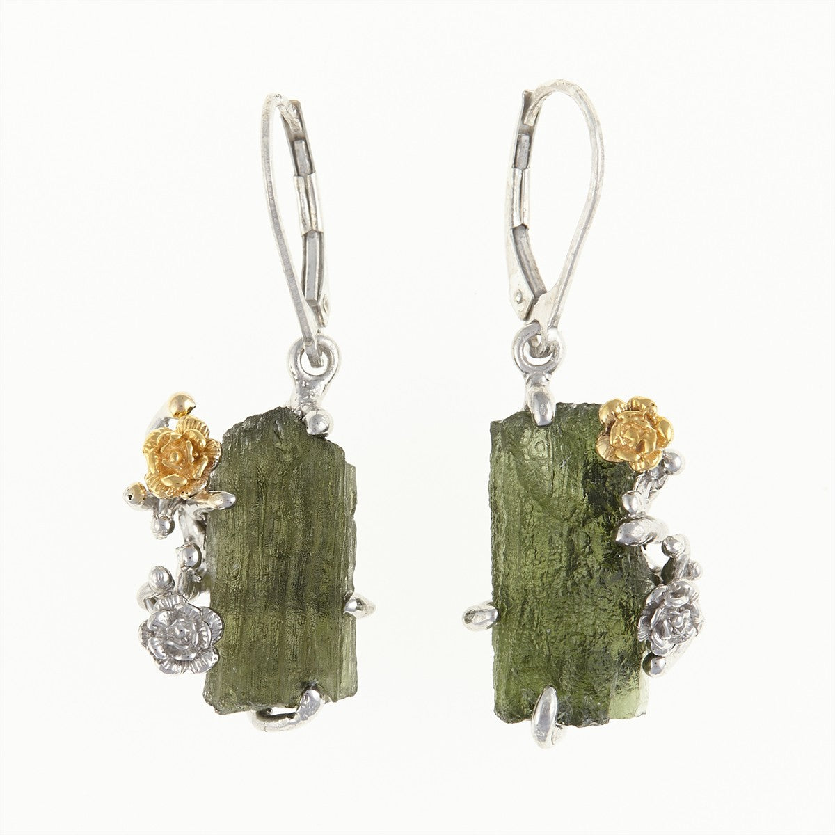 Silver earrings with natural moldavites MKOL12320