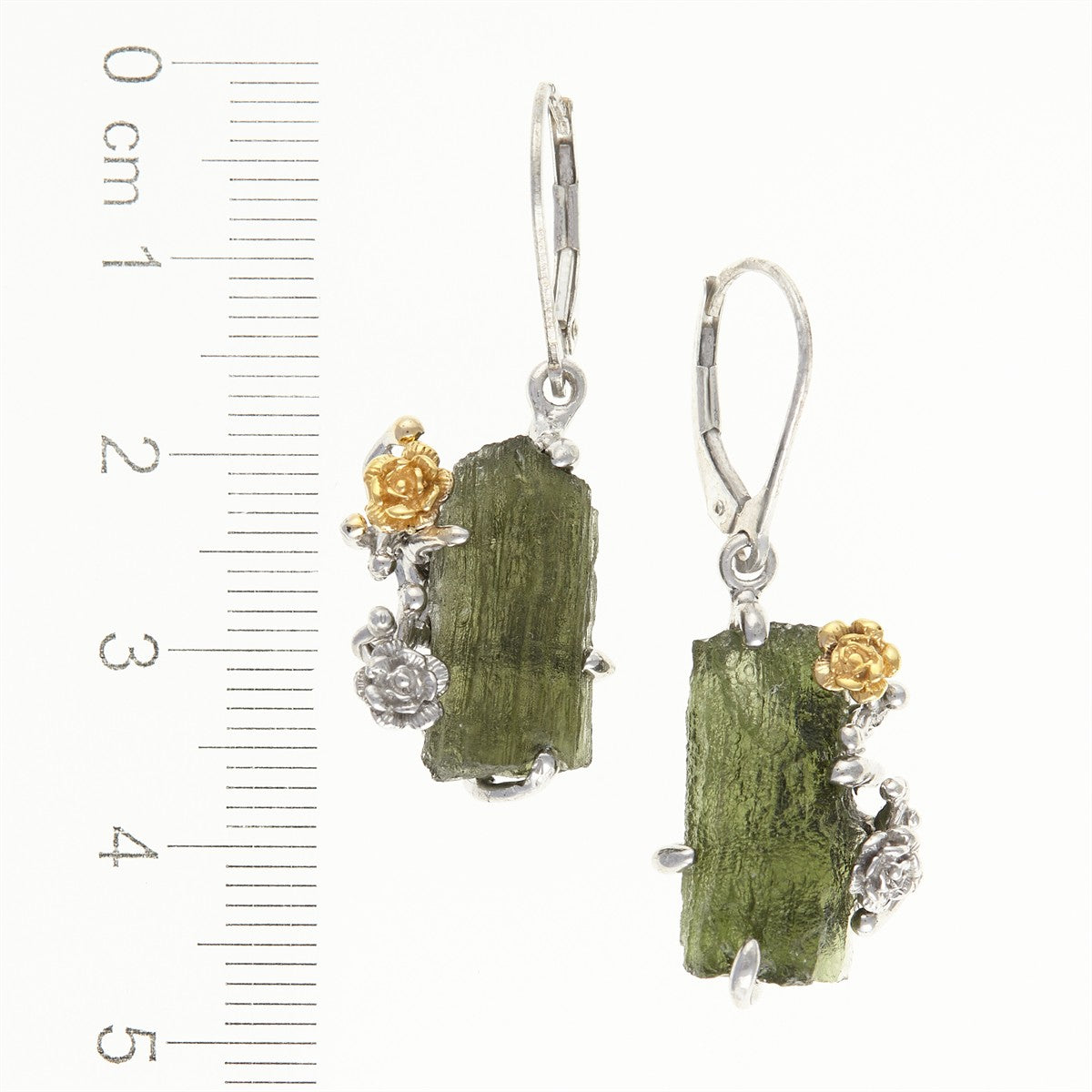 Silver earrings with natural moldavites MKOL12320