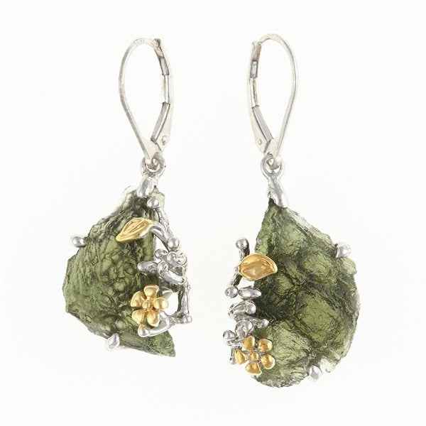 Orecchini in argento con Moldaviti naturali MKOL12322