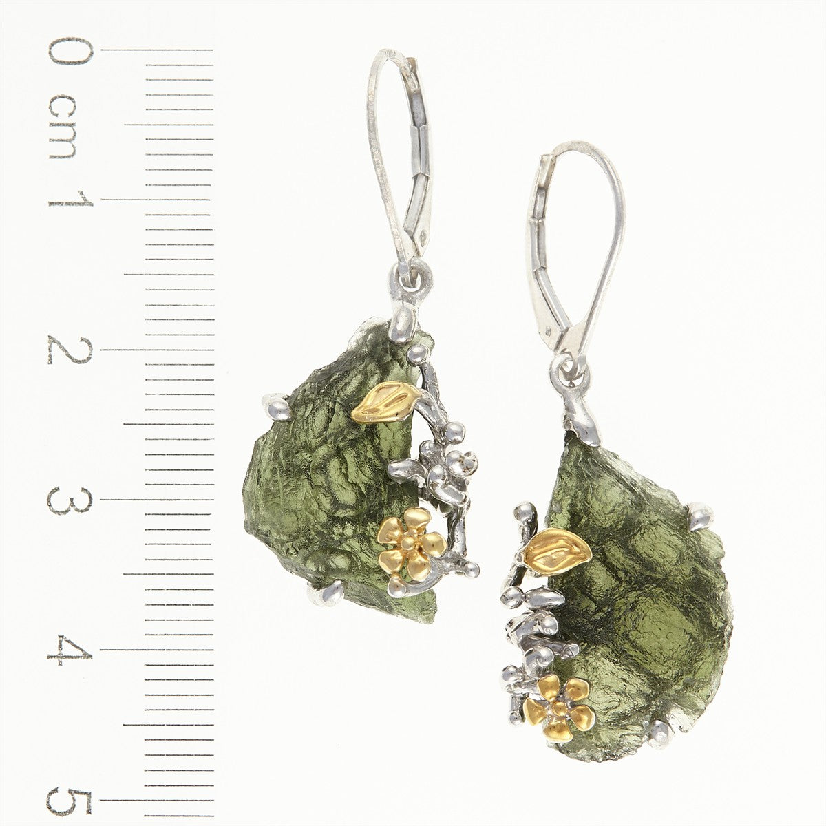 Silver earrings with natural moldavites MKOL12322