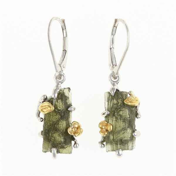 Orecchini in argento con Moldaviti naturali MKOL12323