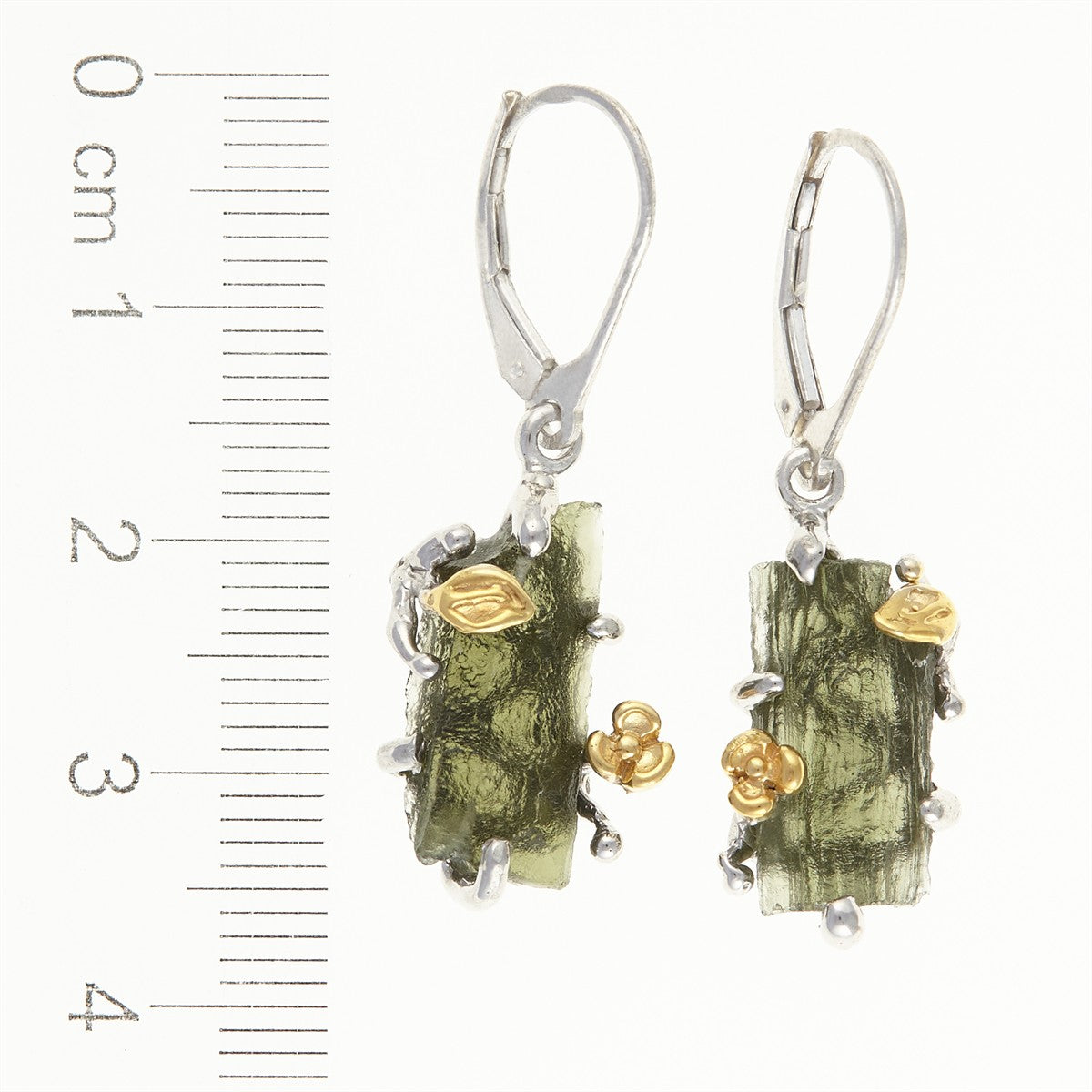 Silver earrings with natural moldavites MKOL12323