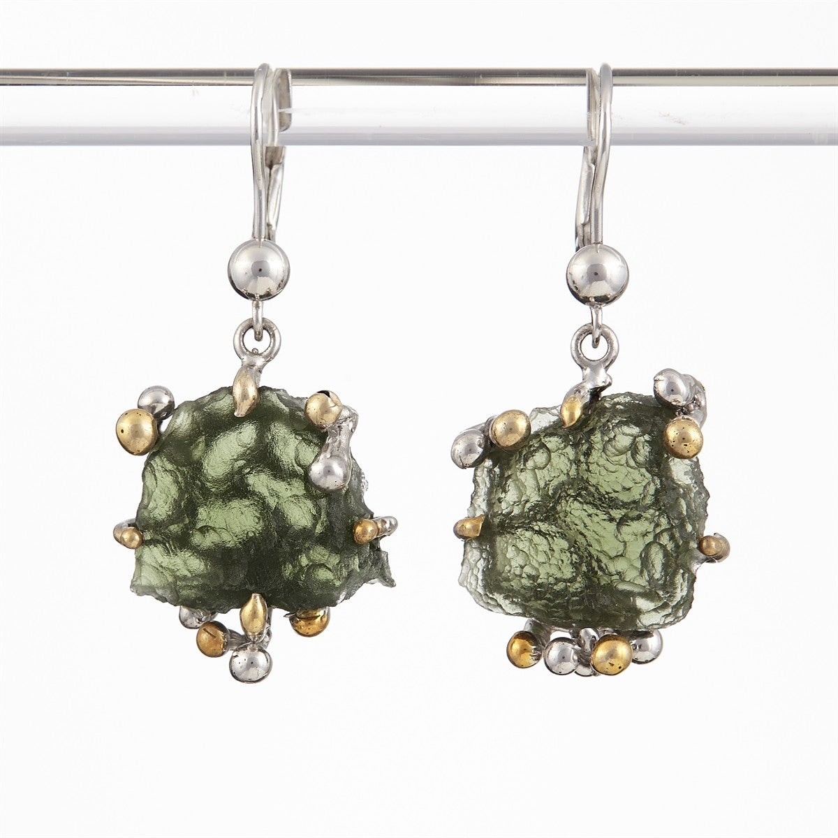 Silver earrings with natural moldavites 1440