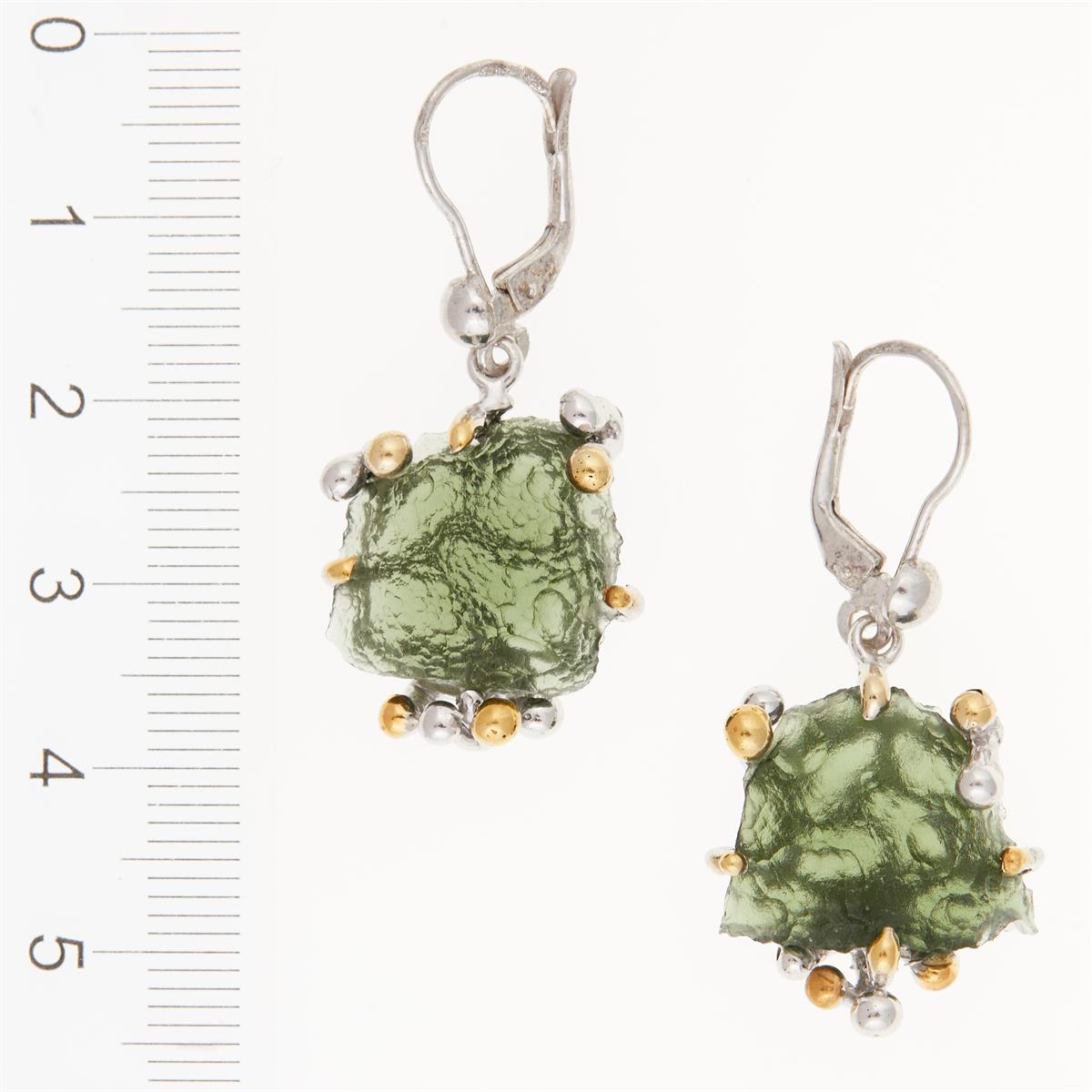 Silver earrings with natural moldavites 1440