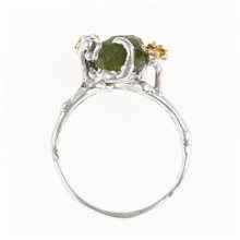 Silver ring with natural moldavite 24-003