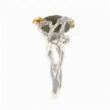 Silver ring with natural moldavite 24-003