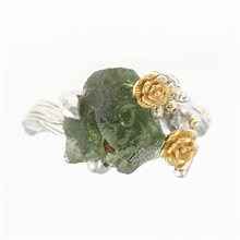 Silver ring with natural moldavite 24-005