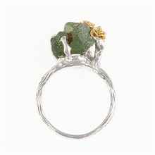Silver ring with natural moldavite 24-005