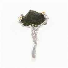 Silver ring with natural moldavite 9199