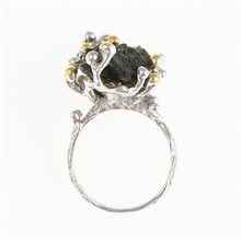 Silver ring with natural moldavite 9203