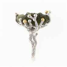 Silver ring with natural moldavite 9203