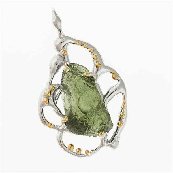 Silver pendant with moldavite 9722