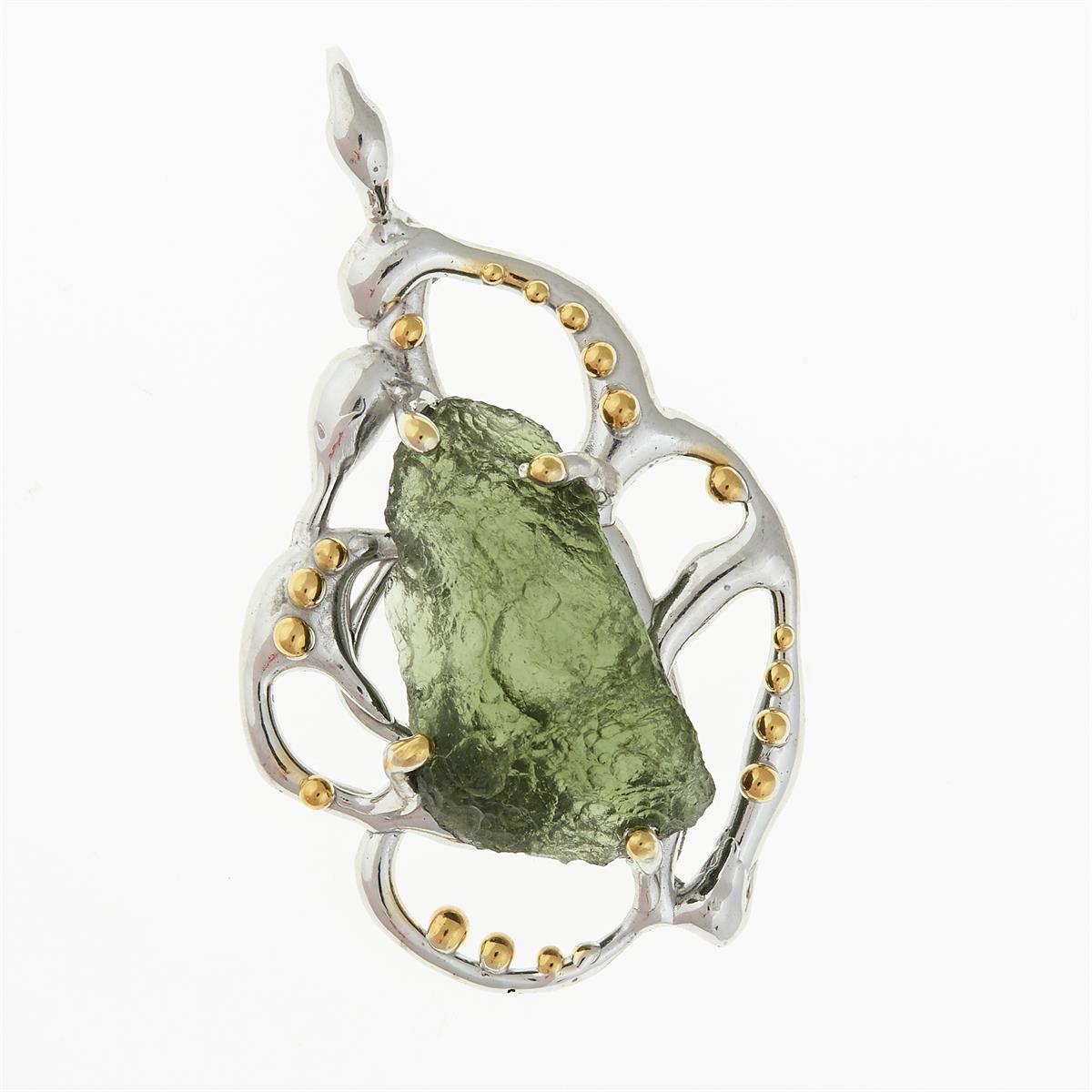 Silver pendant with moldavite 9722