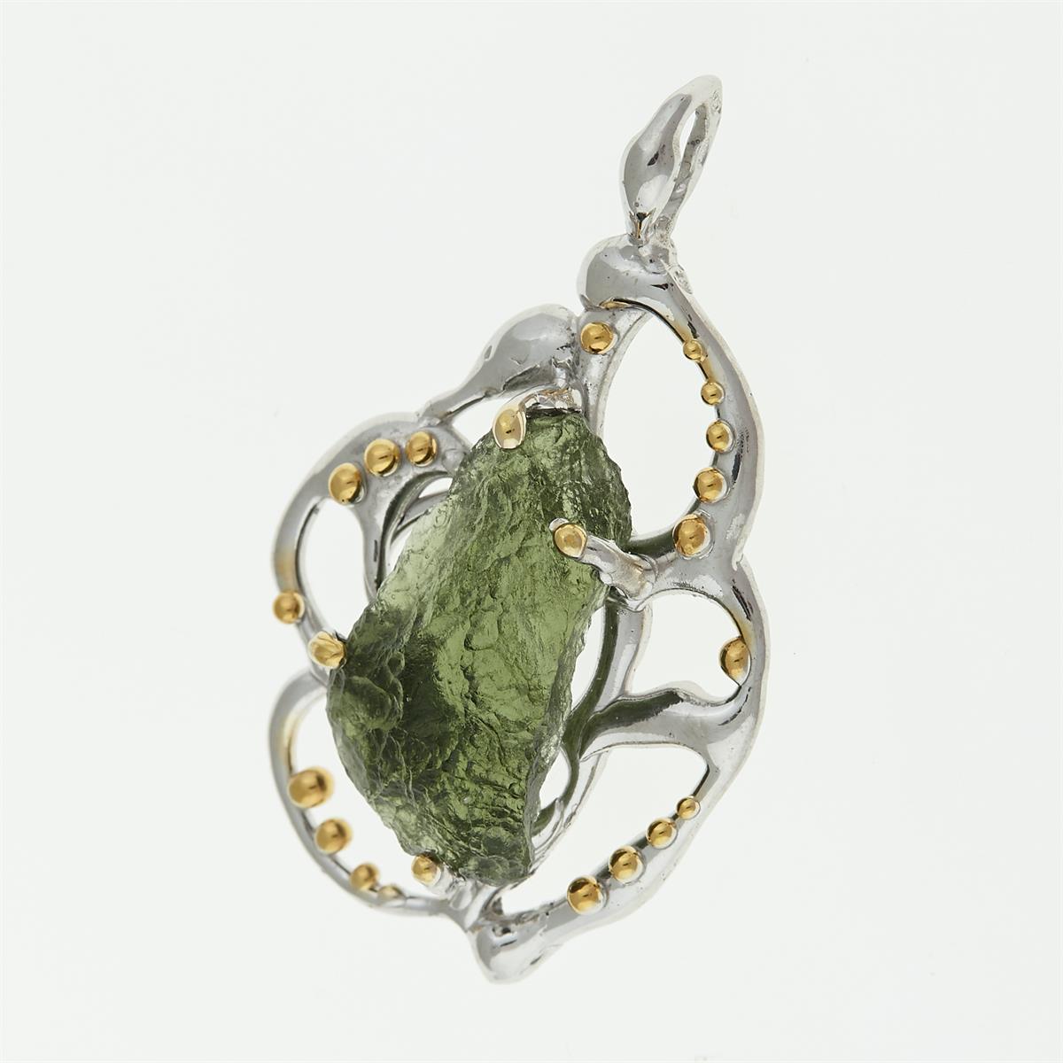 Silver pendant with moldavite 9722