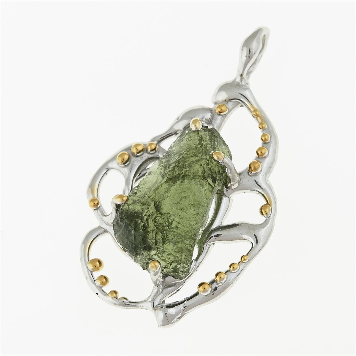 Silver pendant with moldavite 9722