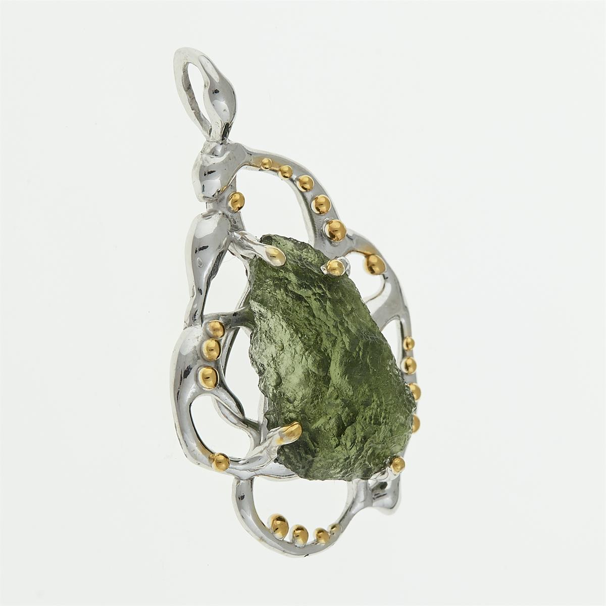 Silver pendant with moldavite 9722