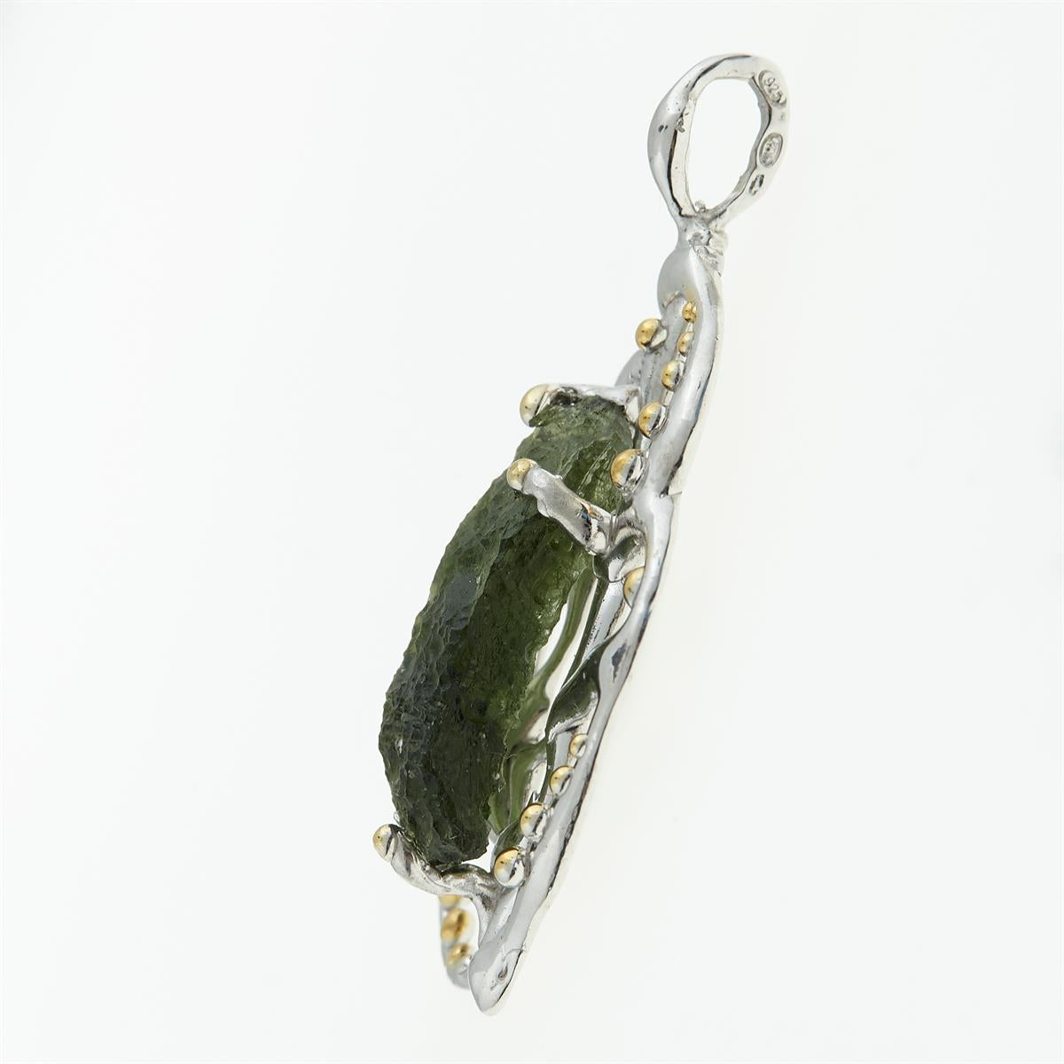 Silver pendant with moldavite 9722