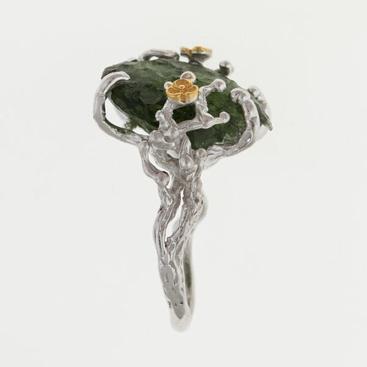 Anello in argento con natural moldavite 9728