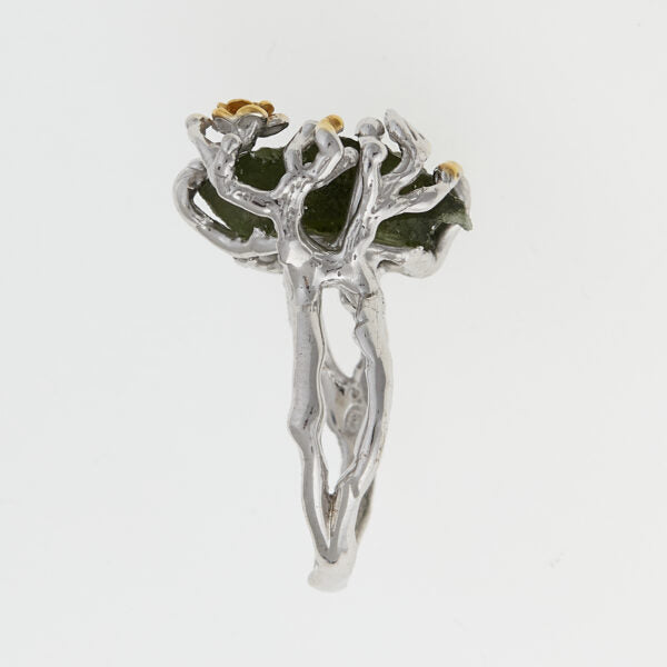 Anello in argento con natural moldavite 9729