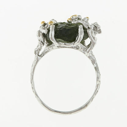 Anello in argento con natural moldavite 9731