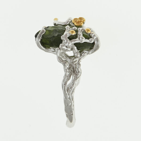 Anello in argento con natural moldavite 9731