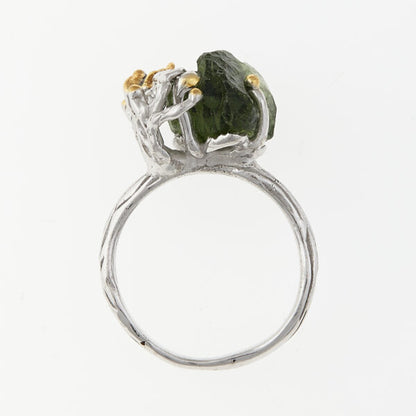 Anello in argento con natural moldavite 9733