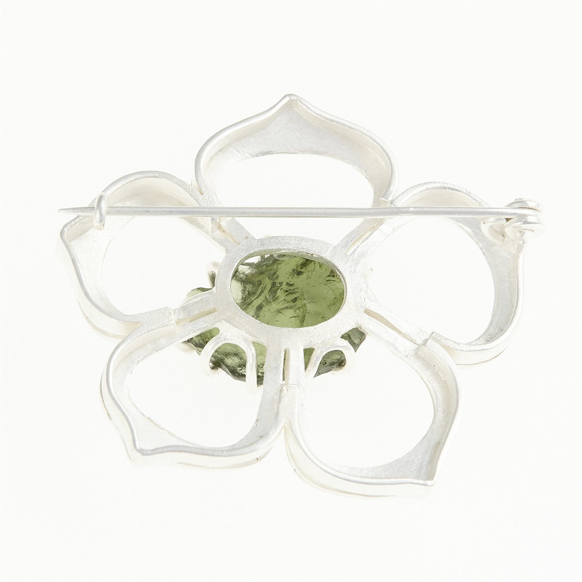 Silver brooch with natural moldavite - rose MKU12251